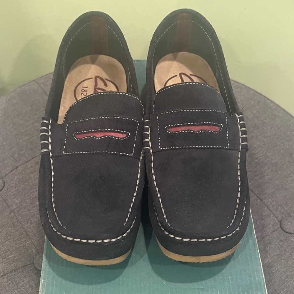 CLARKS- navy suede marine loafer for men.